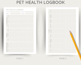Pet Health Logbook Printable, PDF Vet Visit Tracker, Dog Cat Medical Record, Instant Download