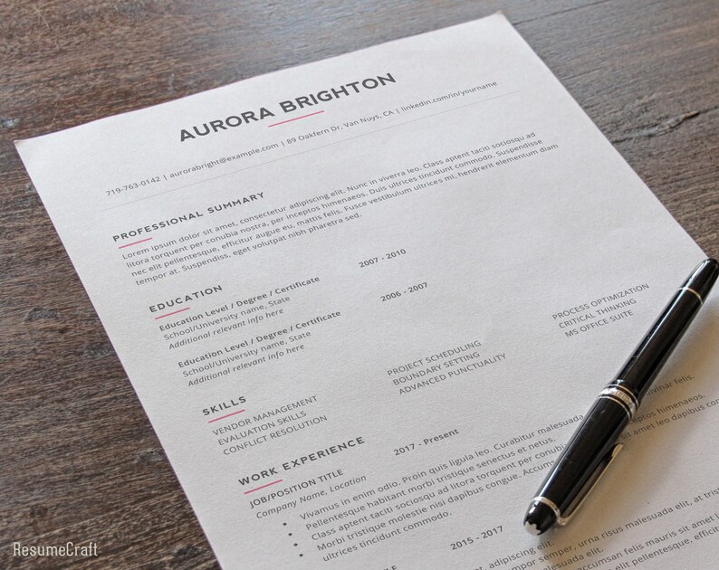 ATS Resume Template for Word Minimalist Professional CV | Etsy