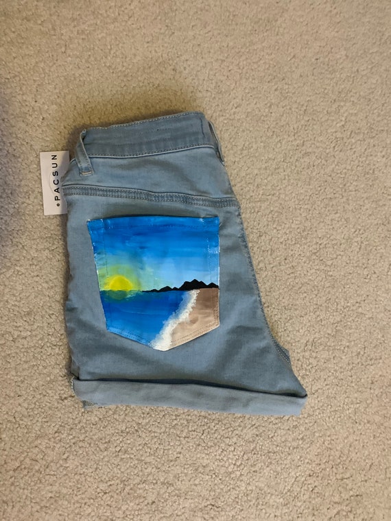 painted denim shorts