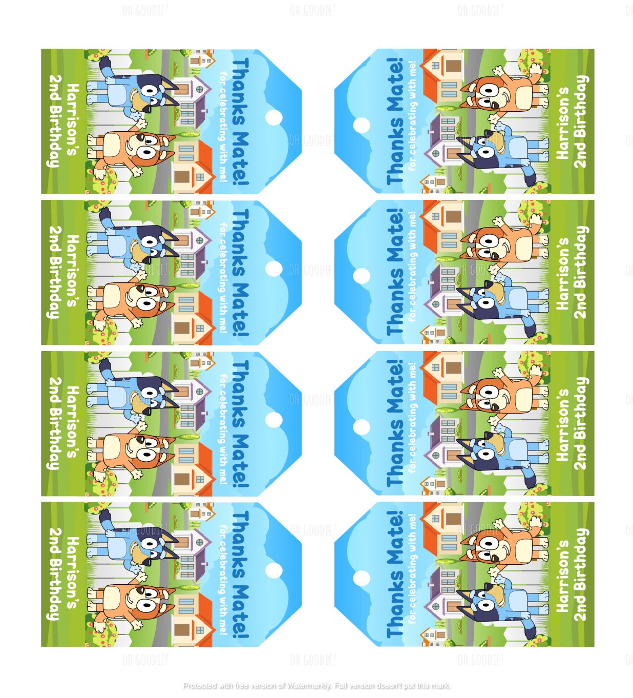 Personalised Bluey Thank You Tags Bluey Gift Tag Bluey Etsy