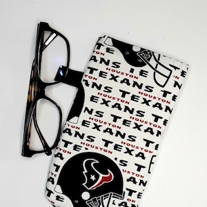 Houston Texans Eyeglass case, Soft Fabric Sunglass case, soft padded  pouch. Free shipping!