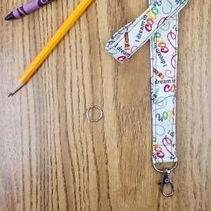 Teacher&#39;s Lanyard, Adult Lanyard, Wristlet, Art Teacher, School Teacher, Student Lanyard, Elementary ID Holder, Keychain...Crayons Dream