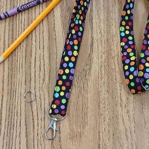Teacher&#39;s Lanyard, Adult Lanyard, Wristlet, Art Teacher, School Teacher, Student Lanyard, Elementary ID Holder, Keychain...Cute Polka Dots