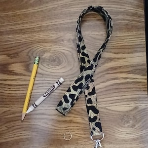 Teacher&#39;s Lanyard, Adult Lanyard, Wristlet, Art Teacher, School Teacher, Student Lanyard, Elementary ID Holder, Keychain Leopard Animal