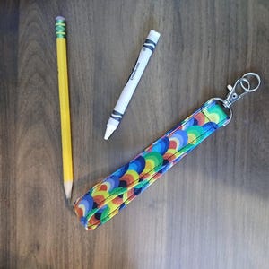 Rainbow Colors Teacher&#39;s Lanyard, Adult Lanyard, Wristlet, Art Teacher, School Teacher, Student Lanyard, Elementary ID Holder, Keychain.