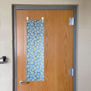 Cute Blue White Daisies Teacher Door Window Curtain. Flower Classroom Window Cover Safety Security, Emergency School Lockdown.FREE SHIPPING