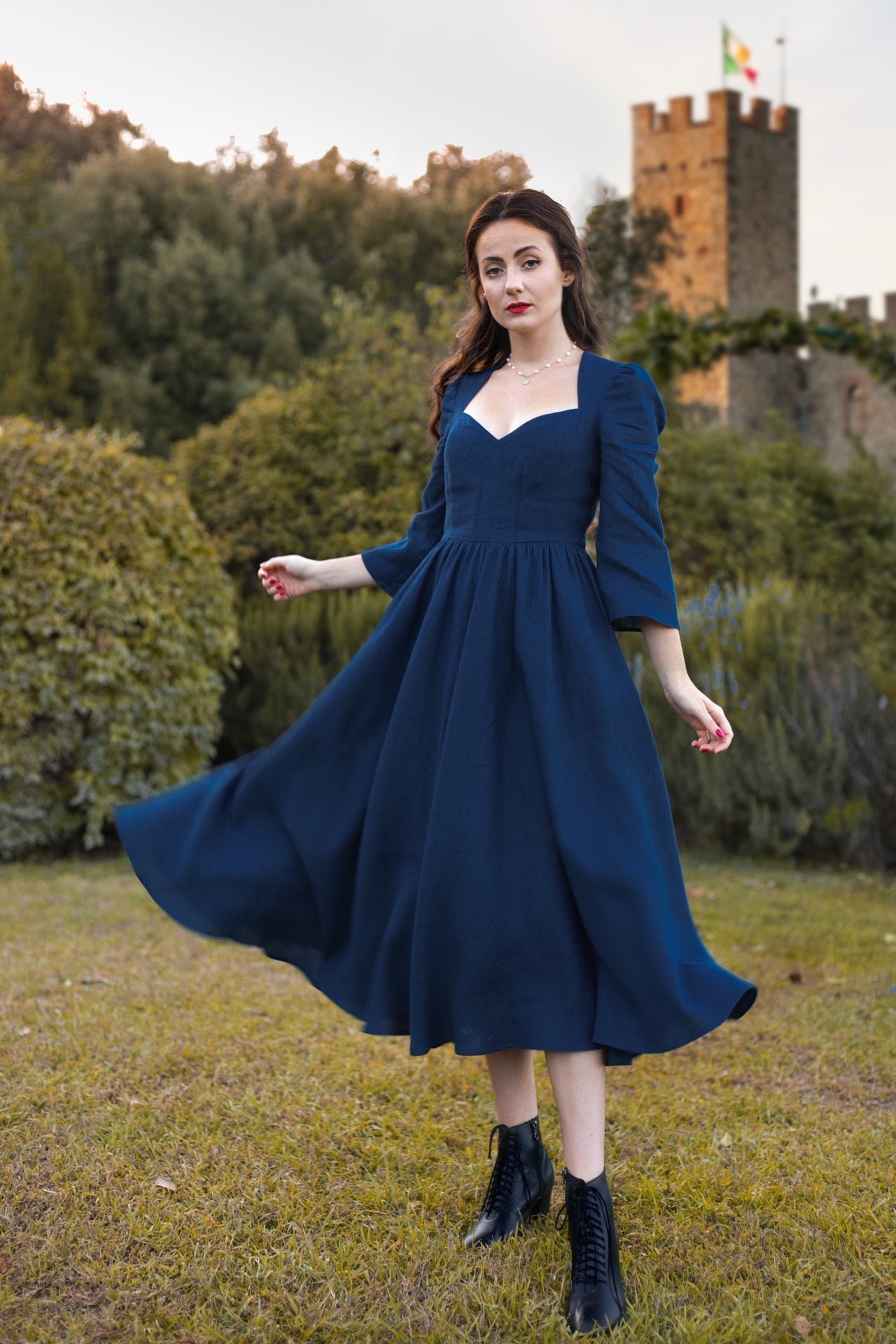 ワンピース VELOUR PUFF SLEEVE DRESS Ameri vintage Ameri（アメリ）の「VELOUR PUFF SLEEVE DRESS（ドレス）」 - WEAR