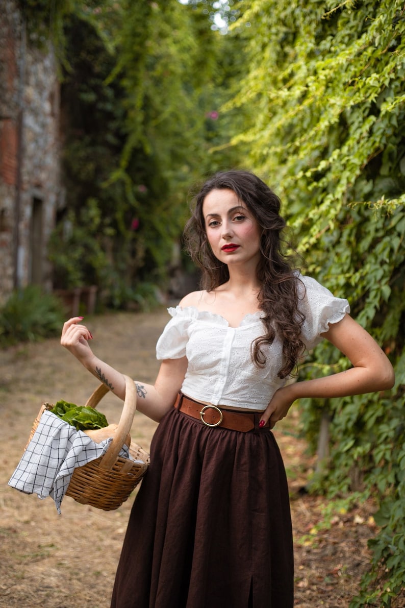 Beth top cottagecore top, shot sleeve cotton top, puff sleeve, pinafore dress, romanticacademia, folk style, medieval costume image 3