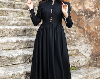 merino wool maxi dress Siren Knit Maxi Dress in Black Merino Wool