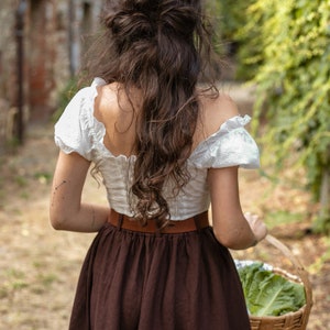 Beth top cottagecore top, shot sleeve cotton top, puff sleeve, pinafore dress, romanticacademia, folk style, medieval costume image 4