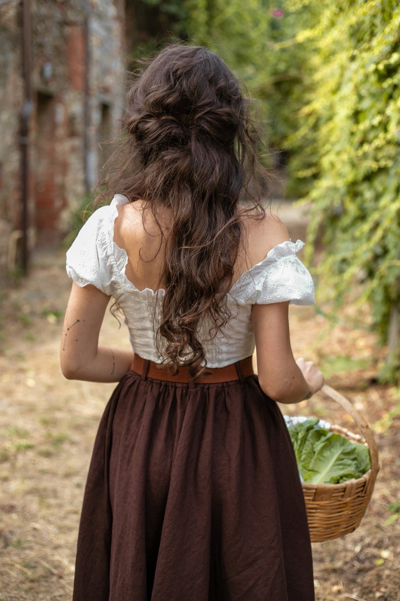 Beth top cottagecore top, shot sleeve cotton top, puff sleeve, pinafore dress, romanticacademia, folk style, medieval costume image 4