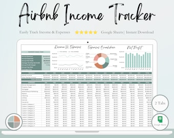 Plantilla de Airbnb Hoja de cálculo de ingresos y gastos Paquete de Airbnb Pérdidas y ganancias Plantilla de anfitrión de Airbnb Gestión de propiedades de alquiler vacacional Vrbo