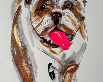 Englische Bulldogge Gemälde, 45 cm X 60 cm