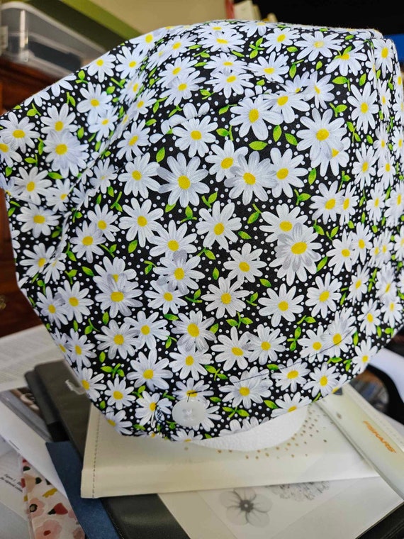XL / XXL Daisy on Black Fabric W Buttons and Toggle - Etsy