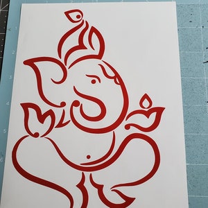 Ganesh vinyl decal sticker in red
