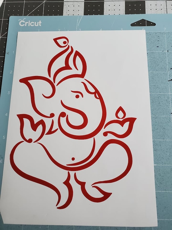Om Ganesh Red Artwork Printed Vinyl Sticker Vinyl Decal for car bumper window