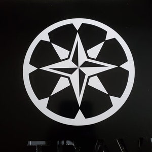 Kompas vinyl sticker in wit