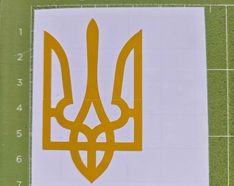 Ukraine Ukrainian Trident Tryzub Flag Round Domed Decal Emblem Car Bike 1