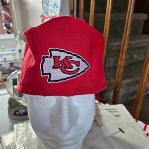 Kansas City Scrub Hat Pony Tail Holder in Red fabric