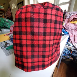 XL / XXL Red black buffalo plaid scrub hat