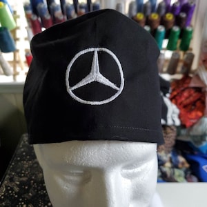 Mercedes on Black Tie Back Scrub Hat