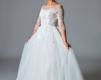 Sample - A Line Embroidery  Lace Sleeves Wedding Dress