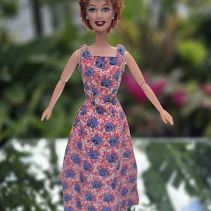 Barbie 1960S Cut and Sew Pink & Blue Floral Dress