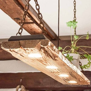 Lámpara techo de madera larga y ancha de una tabla vieja Etsy España