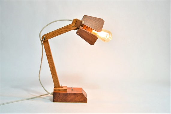 A Desk Lamp Made of Exotic Wood. A Unique Lamp for the Office