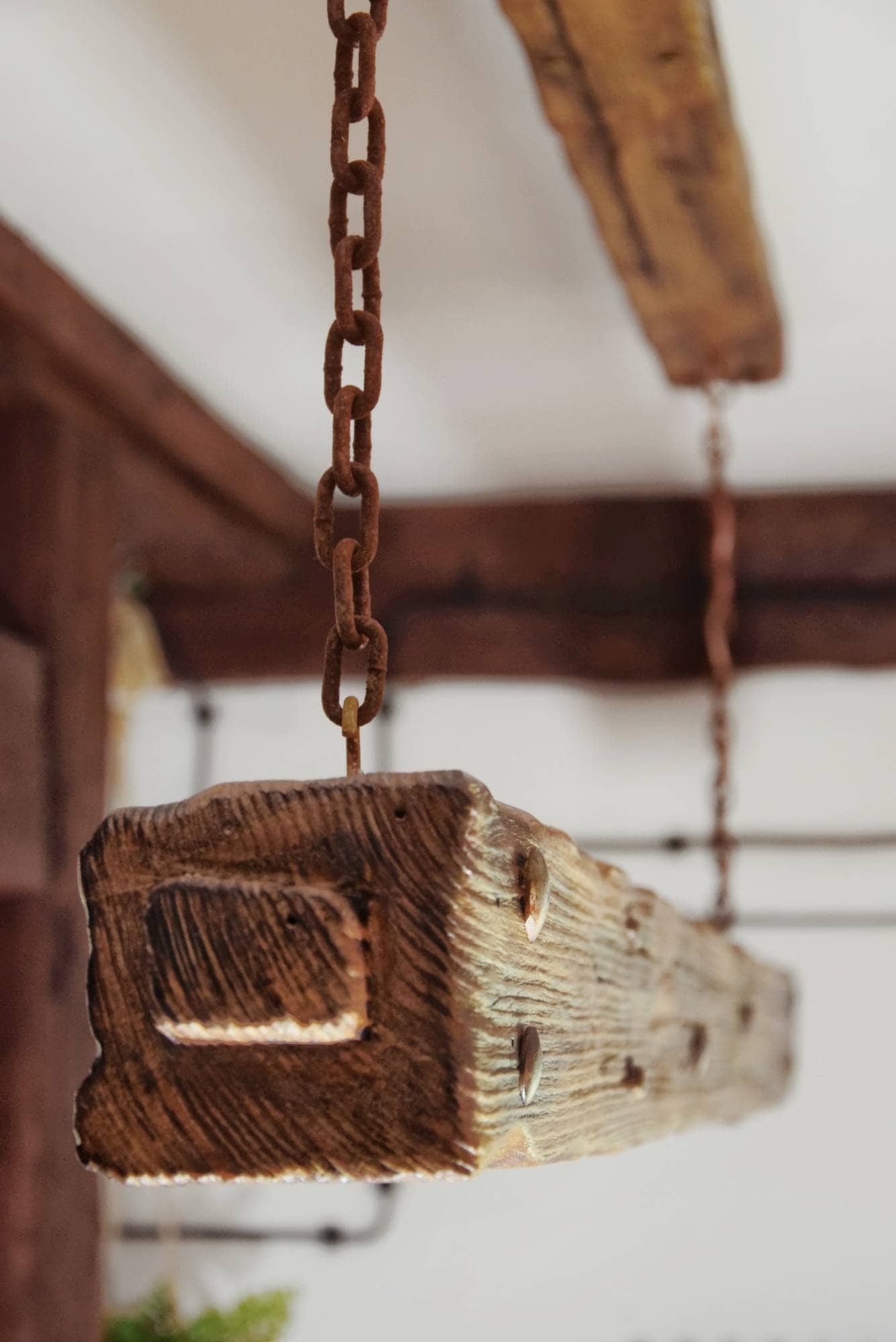 Unique, Rustic Pendant Lamp With Reclaimed Barn Beam Wood