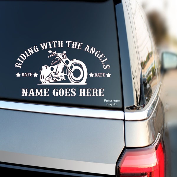 Riding with the Angels Decal | In Loving Memory Decal | Motorcycle Decal | In loving memory sticker | Riding with the angels sticker