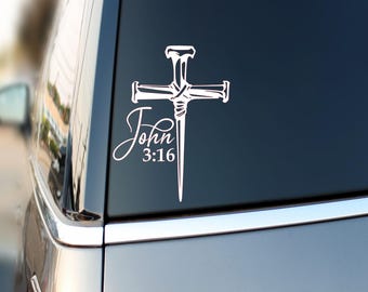 John 3:16 | Religious Decal | Cross Decal | Nail Decal