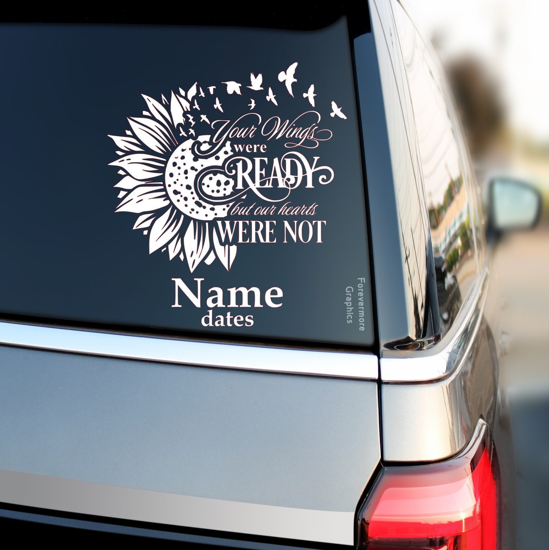 Physical Decal Version | In loving memory decal | Memorial Car Decal | Sunflower decal | Custom car decals | Custom vinyl decal |