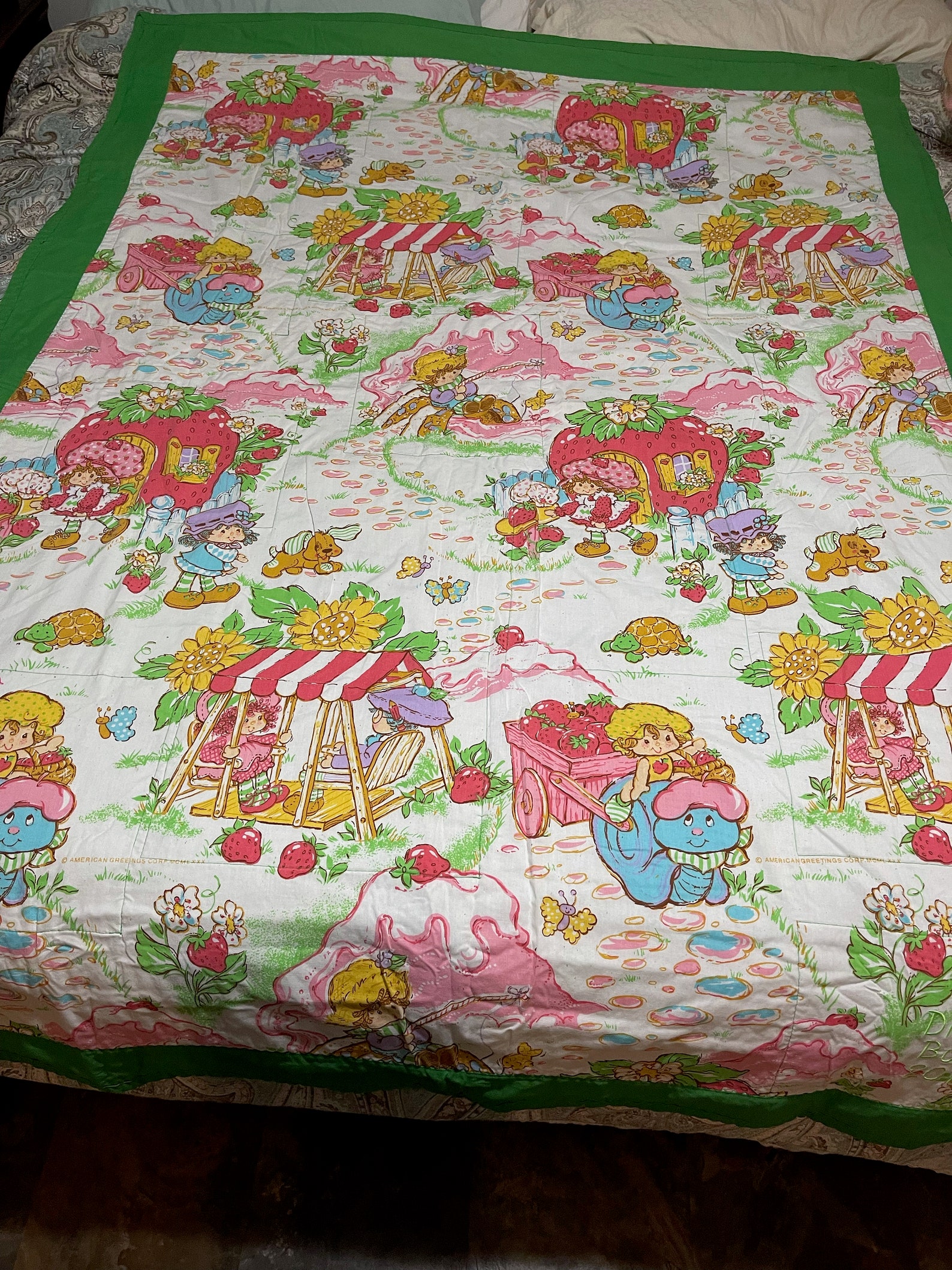 Strawberry Shortcake Quilt Twin Size Bed Quilt Toddler Girl Etsy