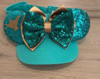 Jasmine Mouse Ear Visor, Customizable Princess Jasmine Mouse Ears, Comfortable Princess Ears for Running