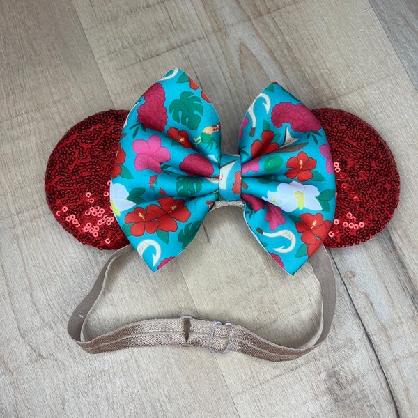 Adjustable Elastic Mouse Ears, Moana Princess Themed Mouse Ears, Comfortable Elastic Mouse Ears