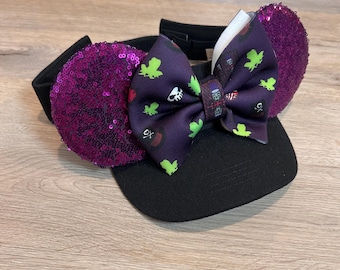 READY TO SHIP-Witch Doctor Frog Villain Mouse Ear Running Costume Visor, Voodoo Villain Mouse Ear Hat