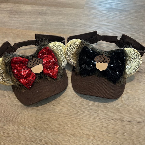 Chipmunk Mouse Ear Visors, Partner Running Costume Visors, Chip Dale Mouse Ear Visors, Comfortable Mouse Ears