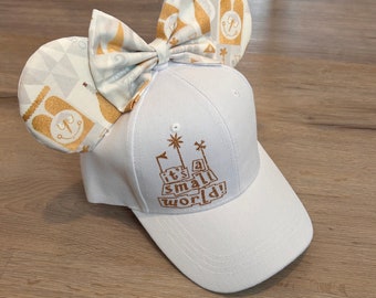 Small World Inspired Mouse Ear Hat, White and Gold Small World Ears