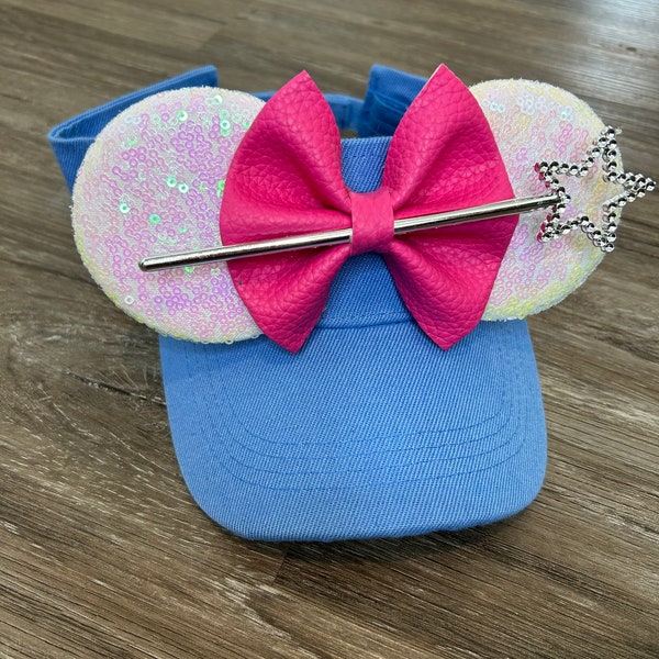 Fairy Godmother Mouse Ear Visor, Fairy Godmother Running Costume Accessory for Princess Weekend, Princess Weekend Cinderella Costume Ears