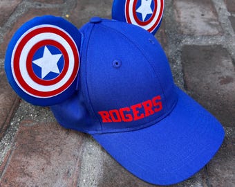 Captain Rogers Inspired Mouse Ear Hat, Superhero Mouse Ears