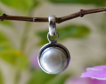 Fresh water pearl pendant, 925 sterling silver 10x10mm round pearl pendant, handmade jewelry, tiny pendant necklace, pendant, gift for her