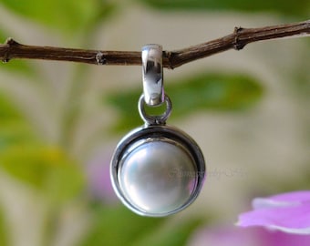 Sterling Silver Freshwater Pearl Pendant: Handmade Round Necklace