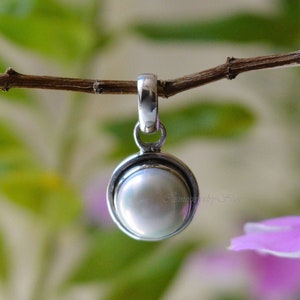 Fresh water pearl pendant, 925 sterling silver 10x10mm round pearl pendant, handmade jewelry, tiny pendant necklace, pendant, gift for her