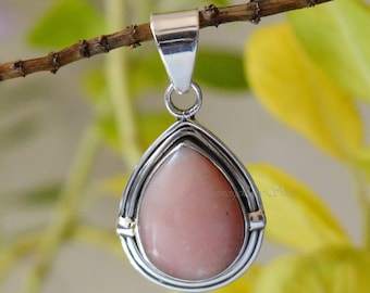 Natural Pink opal pendant, 925 sterling silver, pink opal necklace pendant, handmade jewelry, opal necklace Pendant, gemstone jewelry