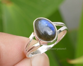 labradorite Ring, 925 Sterling silver Ring, labradorite 7x10mm Fancy shape gemstone Ring,Jewelry Ring, handmade Ring, Silver Ring, Size 8 US