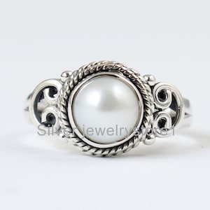 Handmade Sterling Silver Fresh Water Pearl Ring: Boho Jewelry