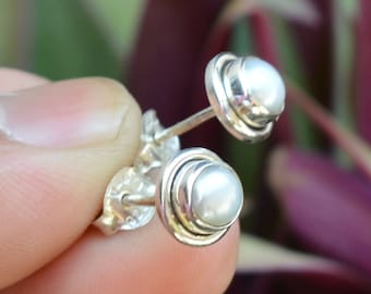 Freshwater Pearl Stud Earrings: Sterling Silver (6x6mm)