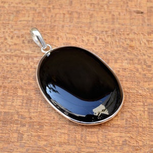 Natural Black Onyx Pendant, 925 Sterling Silver Pendant, Bezel Pendant, Black Onyx 30x40mm Oval Pendant, Handmade Pendant, Boho Jewelry