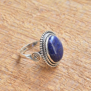 Lapis Lazuli Ring, Sterling Silver Ring, Natural Lapis Lazuli 12x16 Oval Gemstone Ring, Silver Ring, Womens Ring, Lapis Ring, Gemstone Ring